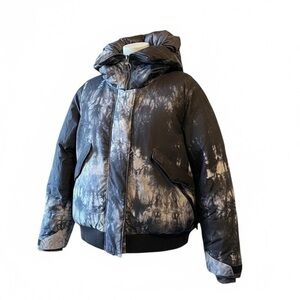 Holden Cropped Alpine Down Filled Jacket Black Tie Dye Women’s XL Gorpcore NWT
